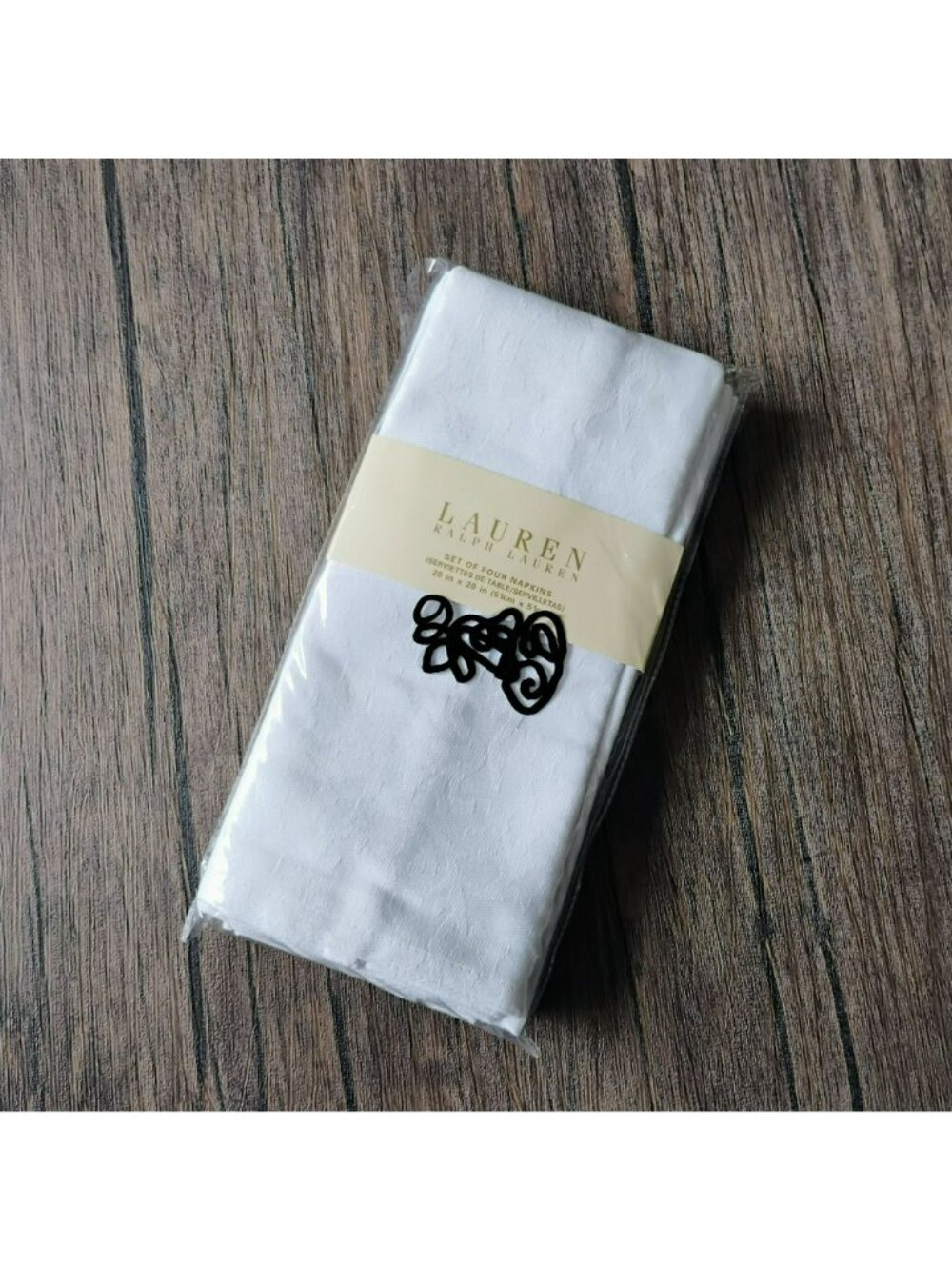 Lauren Ralph Lauren White Gwenivere Damask Napkins set of 4 Cotton Blend - Picture 4 of 4